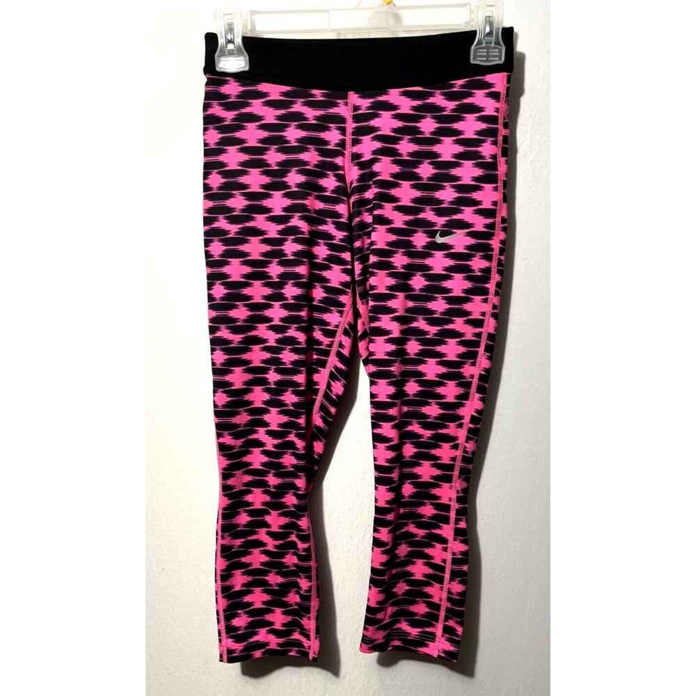 NIKE Run Womens Cropped Capri Leggings Dri-Fit Running Yoga Pants Pink XS